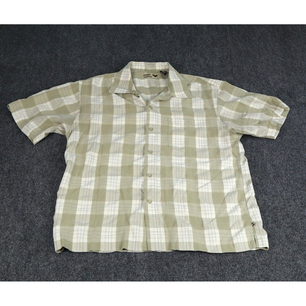 Pineapple Connection Short Sleeves Button Up Shirt Gree Plaid Mens Sz Large